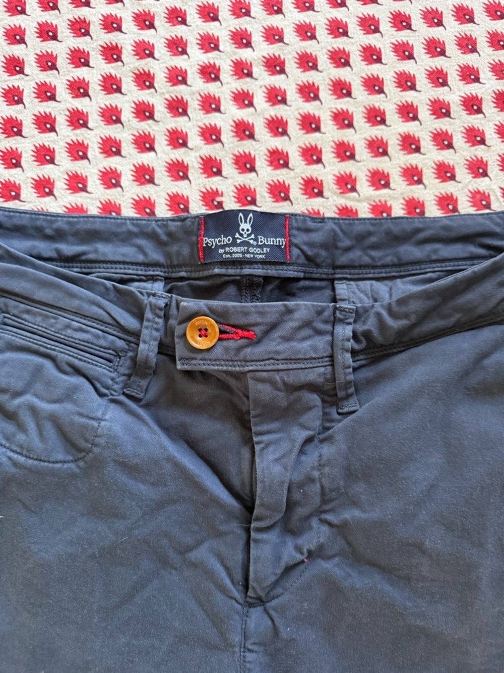 Psycho Bunny Navy Chino Shorts with Contrast Button - Picture 2 of 7